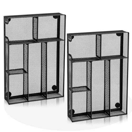 Desk Drawer Organizer, Office Drawer Divider Organizer Tray with 6 Compartments, Metal Mesh Desktop Organization and Accessories for Stationery Makeup Kitchen Toolroom School £¦Office, 12.6x8.27x1.6 in