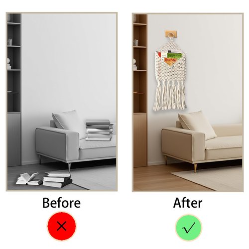 Hand-Woven Mail Holder For Wall,Boho Decor,Hanging Mail Organizer,Behind The Door Storage,Wall Decor,White