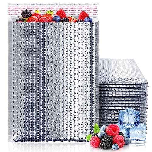 ABC PACK & SUPPLY Thermal Bubble Mailer, 6.5 x 10.5 Inches. Pack of 25 Metallic Bubble Mailers. Foil Insulated Mailers for Cold Shipping. Padded Envelopes Waterproof. Cold Insulated Shipping Bags