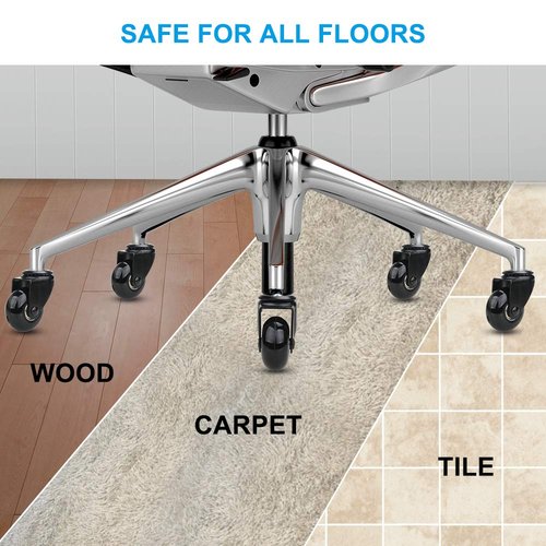 Office Chair Caster Replacement Wheel for Hardwood Floor and Carpet,2" Heavy Duty Universal Floor Safe Caster Set of 5,Rubber Wheels Office Chair to Replace Office Chair mats,fits 98% Chairs