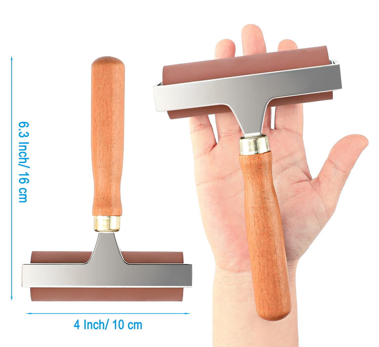 Soft Rubber Roller, Brayer Ideal for Anti Skid Tape Construction Tools, Print, Ink and Stamping Tools(4-Inch, Brown)