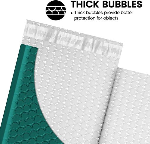 Fuxury Bubble Mailers - 100 Pack Waterproof 4x8" Forest Green Padded Envelopes for Small Business Shipping