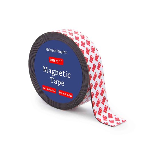 Towjug Magnetic Tape Strip Roll with 3M Adhesive Backing,(1in Wide x40ft Long) Flexible Sticky Magnet Tape Strips for Kitchen, Garage Whiteboards Fridge Organization
