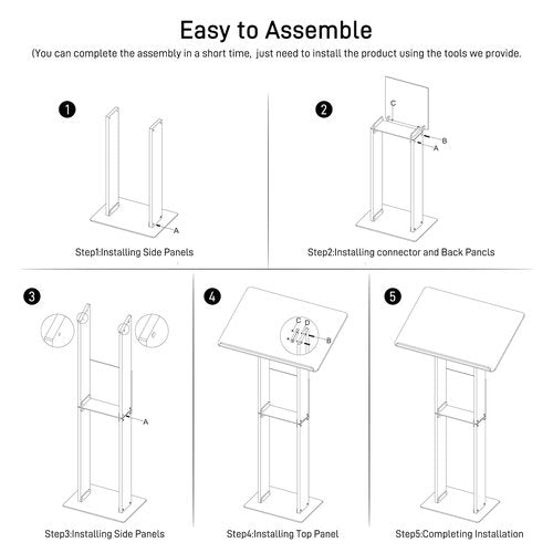 HMYHUM Acrylic Podium Stand, Clear Lecterns & Pulpits for Classroom, Weddings, Churches, Speech, with Storage Shelf, Metal Base, 23.6" L x 15.7" W x 46.1" H, Modern
