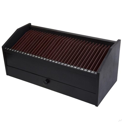 Jumbl 17" - 31 Slot Wooden Bill/Letter Organizer With Drawer - Black