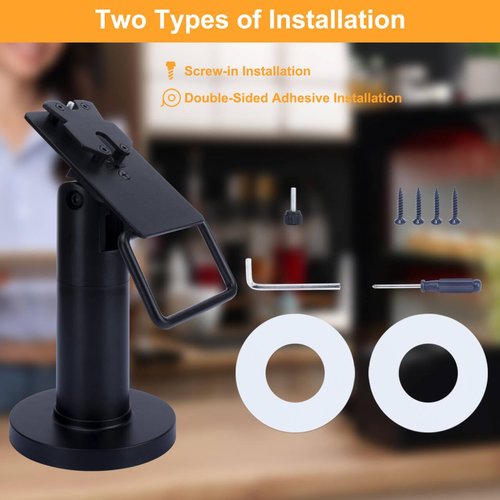 CRIZISTON POS Terminal Stand for Ingenico Lane/3000/3600/7000/8000, Point of Sale Square Card Reader Terminal Holder, Tilt & Swivel Metal POS Stand with Installation Tools, Screw-in & Adhesive, Black
