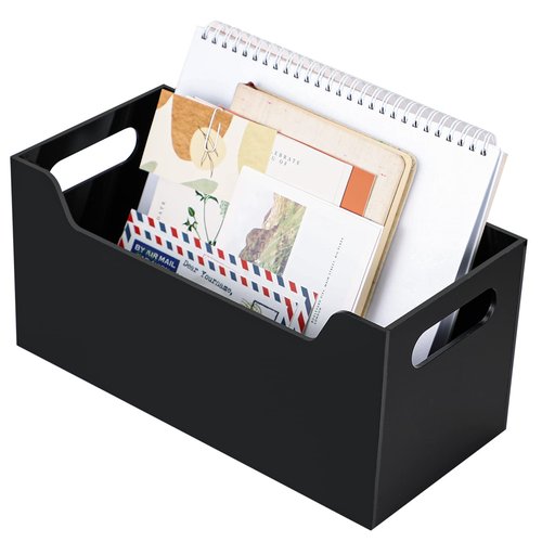 Kamehame Mail Organizer Black Mail Holder Countertop Acrylic Letter Holder Box Vertical Bill Envelope Sorter Basket for Desk Mail Storage Organizer Mailbox for Desktop Office Counter