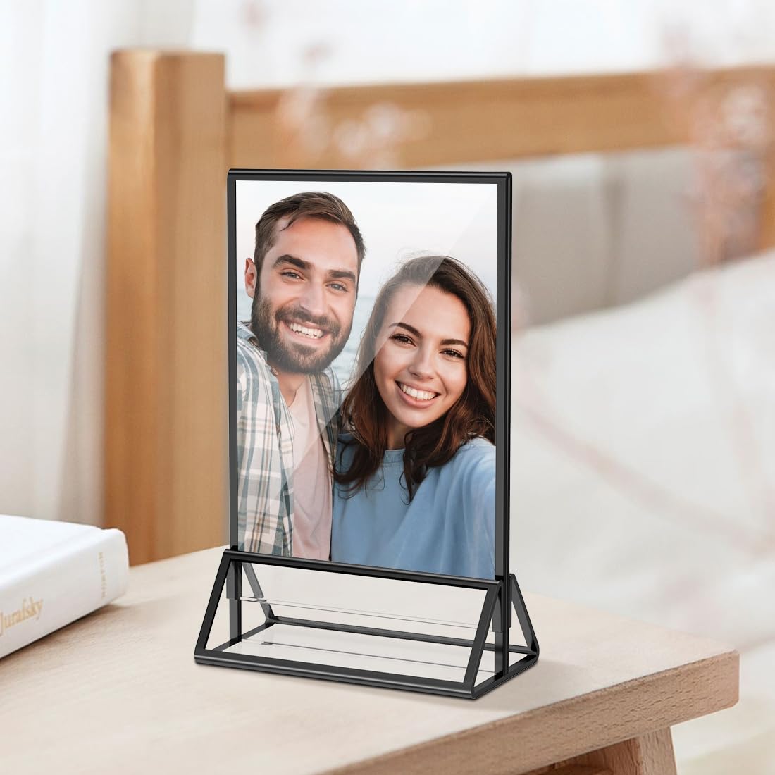 PPH-Sisy Acrylic Sign Holder 5x7 Display Stand, Clear and Stable Table Plastic Paper Holder, Acrylic Frames for Home Office Shop Photo Frames Exhibition Black (6pcs)