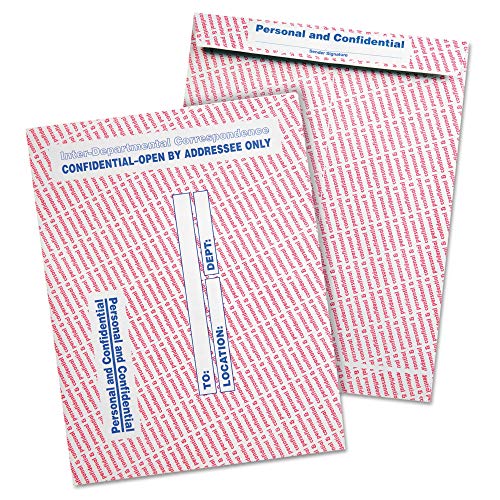 Quality Park Gray/Red Paper Gummed Flap Confidential Interoffice Envelope 10x13, 100 Pack
