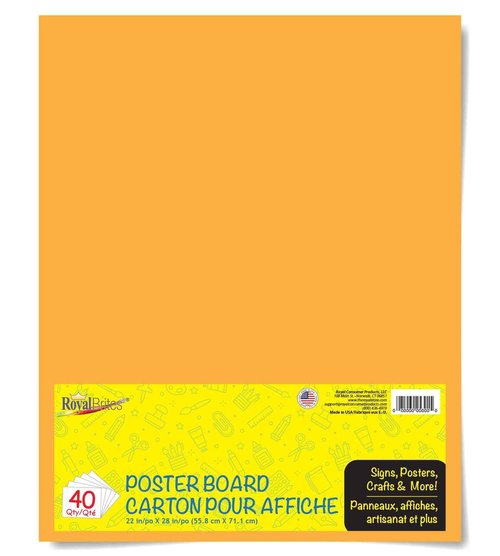 Orange Poster Board, Premium 2-Sided 22x28 Poster Board for School Projects, Arts & Crafts, Water & Fade Resistant Posterboard for Signs & Presentations, Large Poster Board 22x28”, 40 Count