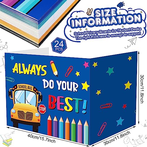 Harloon 24 Pcs Privacy Boards for Student Desk Dividers for Students Cardboard Privacy Folders Classroom Study Carrel Dividers Bulk Folder for Test Reduces Distraction(Inspirational)