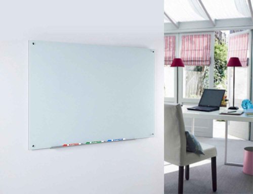Audio-Visual Direct White Glass Dry-Erase Board Set - 3' x 2' - Includes Hardware & Marker Tray (Non-Magnetic)