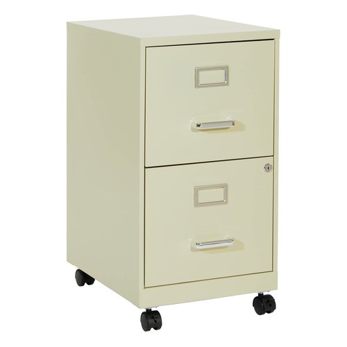 OSP Home Furnishings 2 Drawer Mobile Locking Metal File Cabinet, Tan