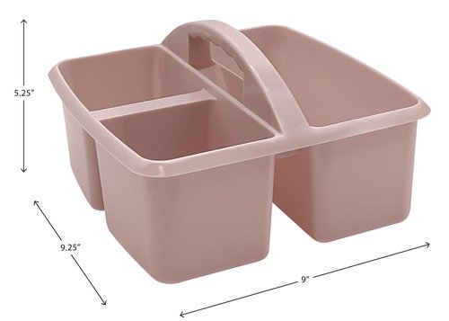 Teacher Created Resources Light Mauve Portable Plastic Storage Caddy 6-Pack for Classrooms, Kids Room, and Office Organization, 3 Compartments