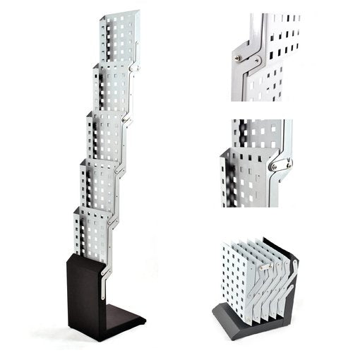 Foldable Magazine Rack Heavy Duty Catalog Literature Brochure Rack Brochure Display Stand Aluminum Portable 5 Pockets for Trade Show Exhibitions Office Retail Store