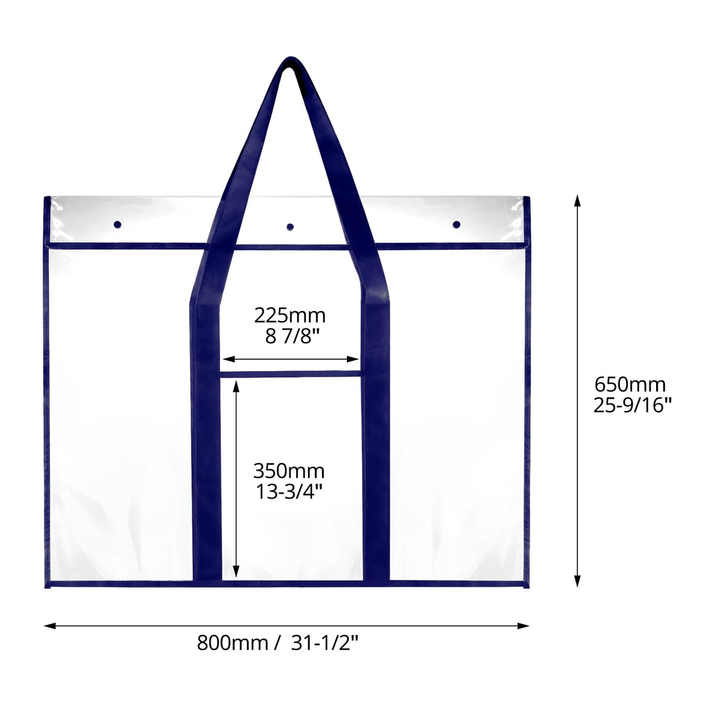 QWORK Large Poster Storage Bag - 4 Pack 31.5” x 25.5” PVC See-Through Bag with Long Handle, Extra Pocket, for Bulletin Boards, Artworks, and Charts, 3 Button Closure