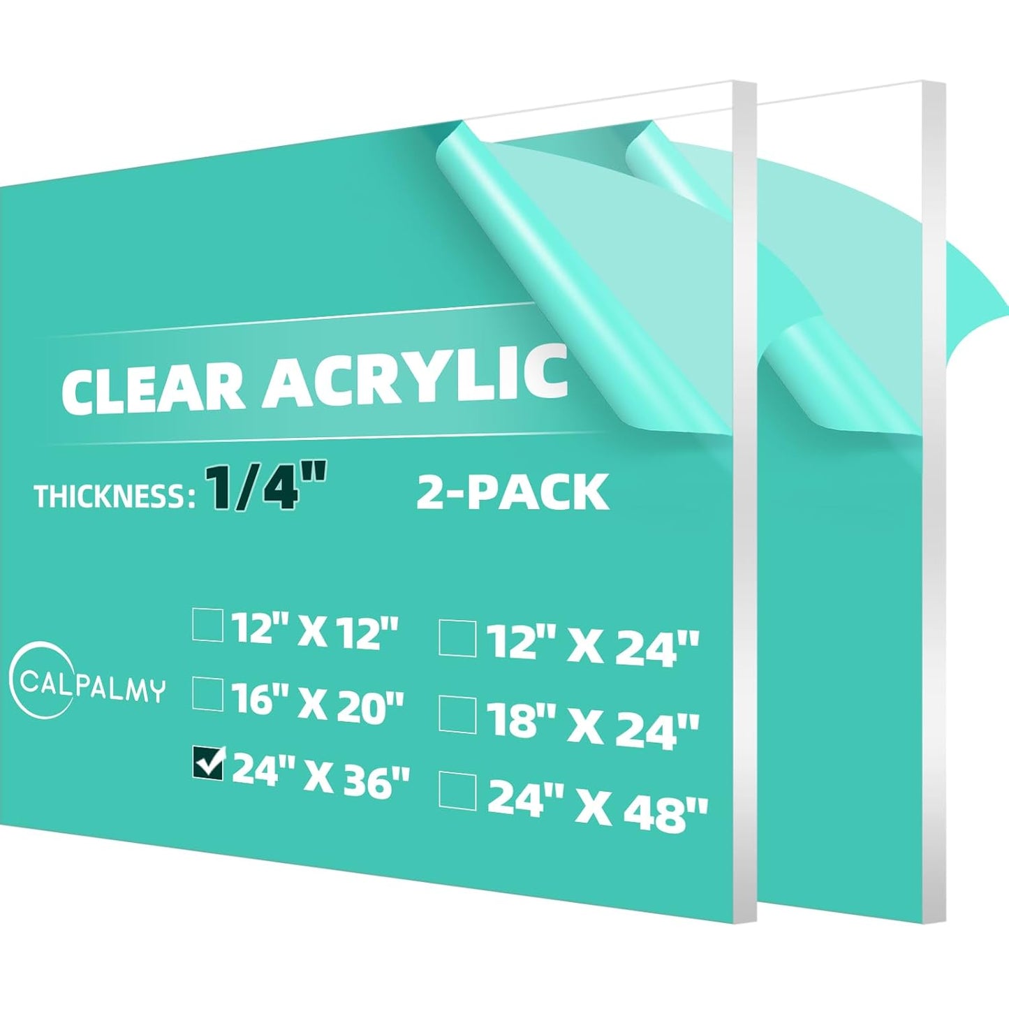 CALPALMY Clear Acrylic Sheets - 24 x 36 Inch, 1/4” Thick for Craft Projects, Signs & Display Cases