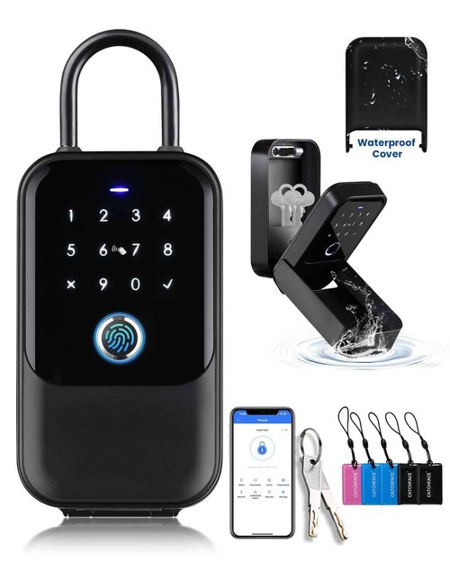 [New]Smart Lock Box,CATCHFACE Wireless Smart Key Lockbox Electronic LockBox Key Lock Box App Control,Share eKey,Wall Mount & Door Handle,Home/Office/Warehouse/Realtor