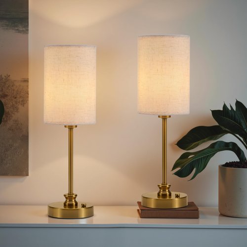 Bojim 2 Pack Rechargeable Cordless Table Lamp, Gold Bedside Lamps with USB Port, 4000mAh Battery Operated Lights, Touch for 3-Level Dimmable for Nightstand Kitchen Bathroom Bookshelf Bedroom