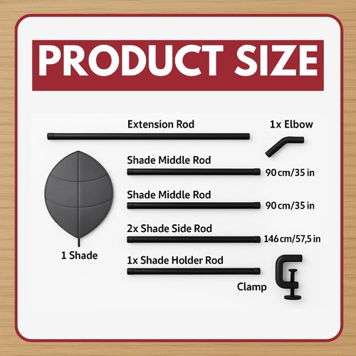 Cubicle Shade - Desk Shade for Cubicle to Block Light, Quick Install, No Tools Needed, Aircraft Grade Aluminium, UV-Resistant Fabric, 57.5x35x35 Inches, No Sag or Tilt, Protects Eyes