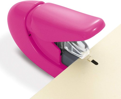 Regine Switzerland Plus Paper Clinch Staple-Free Stapler - Stylish Pink Design