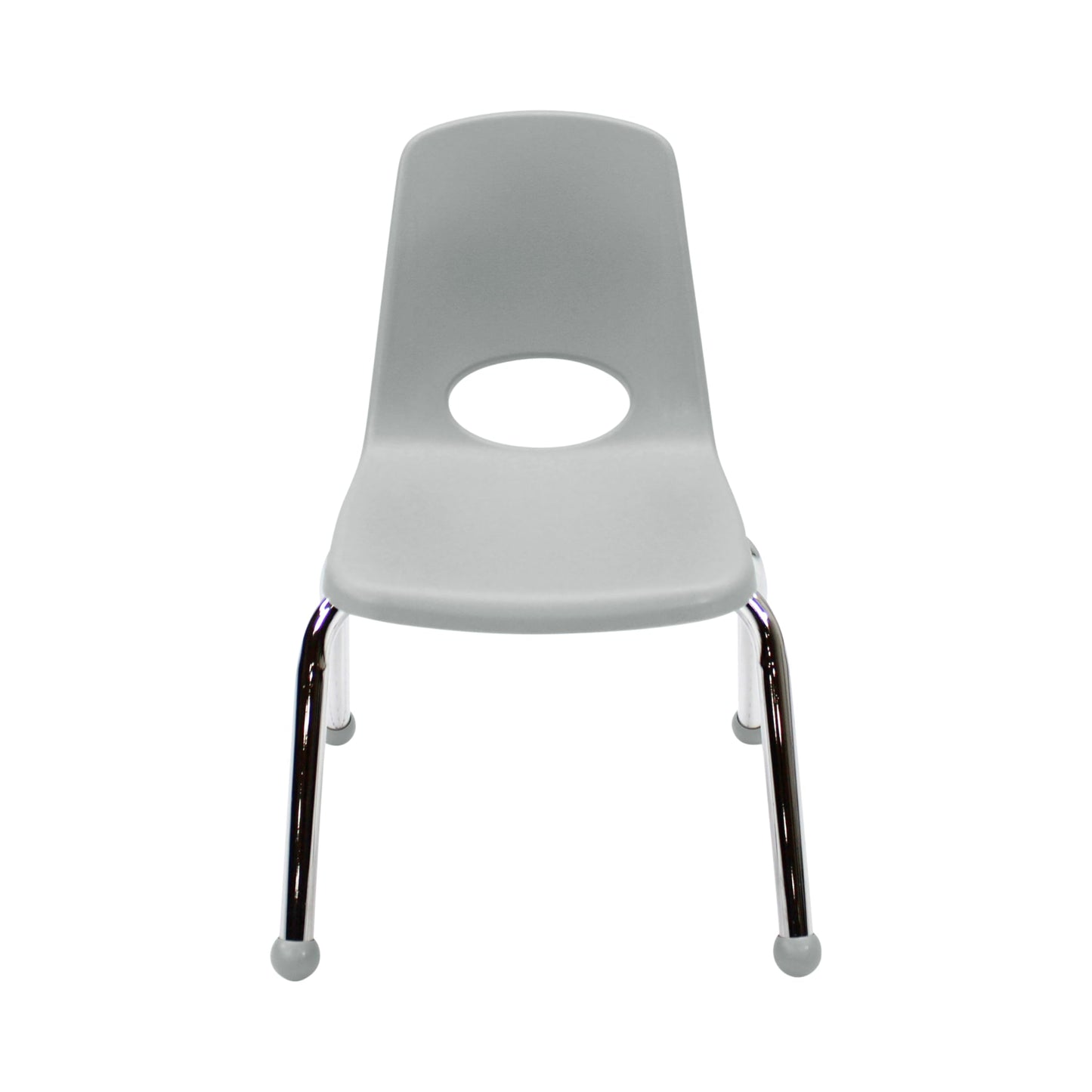 FDP 12" School Stack Chair,Stacking Student Seat with Chromed Steel Legs and Ball Glides For In-Home Learning or Classroom - Light Gray (6-Pack), 10359-LG