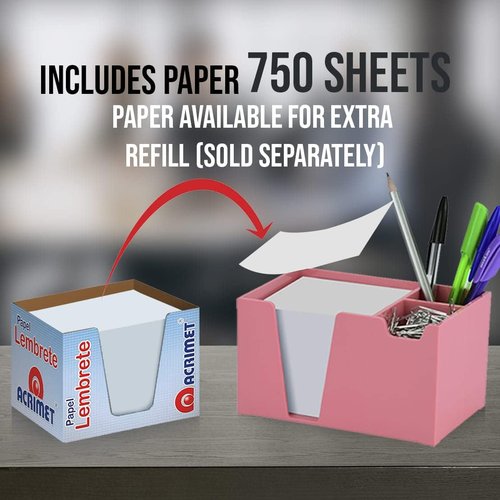 Acrimet Desktop Organizer Pencil, Pen, Paper, Clip, Caddy Holder (Plastic) (White Paper Included) (Solid Pink Color)