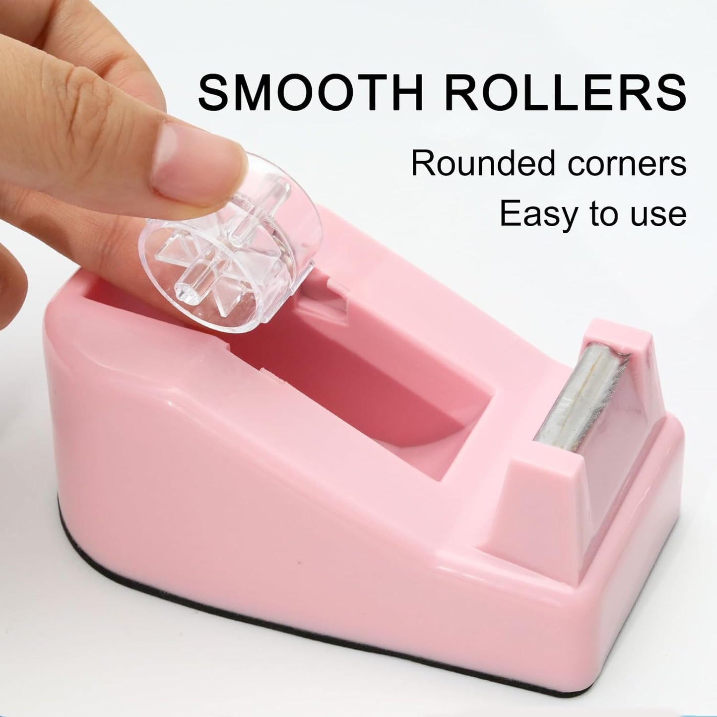 Skiennix Heavy-Duty Desktop Tape Dispenser - Floral Design with Weighted Non-Skid Base | Macaron Purple