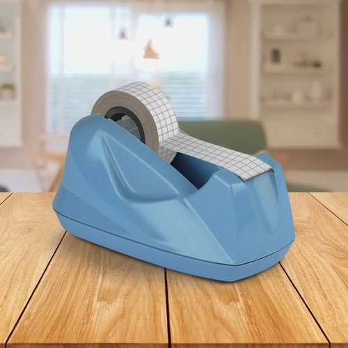 Acrimet Premium Tape Dispenser - Heavy Duty Plastic with Non-Skid Base | Light Blue Color