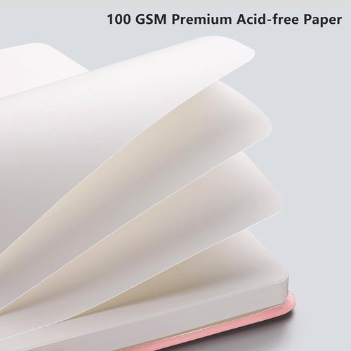 RETTACY A5 Blank Journal Notebook - Leather Hardcover, 192 Pages, 100 GSM Thick Paper | Pink for Sketching & Drawing