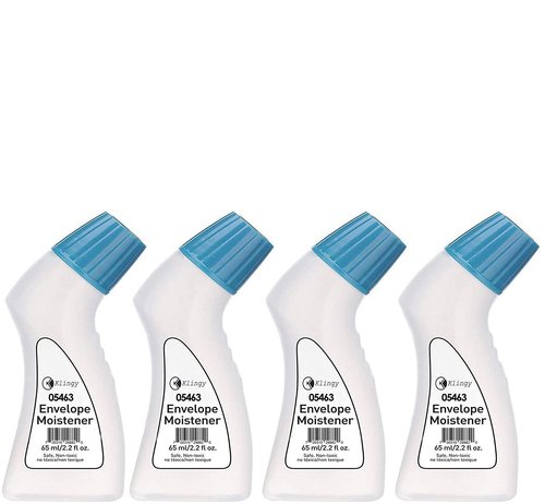 Klingy Envelope Moistener Clear, Water-Based, Fast-Drying, Non-Toxic 2.2 Fl Oz, Each Bottle Seals Up to 1500 Envelopes (4 Pack)
