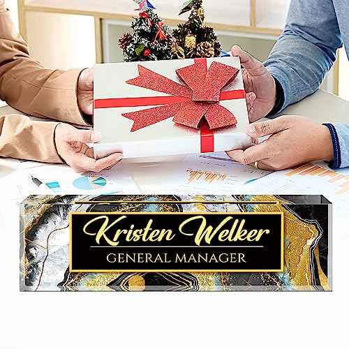Custom Name Plate for Desk, Desk Name Plate Personalized, Office Decor for Women Men, Acrylic Desktop Accessories, Office Appreciation Gifts for Boss Social Workers Teacher Nurse Employee (Black Coast)