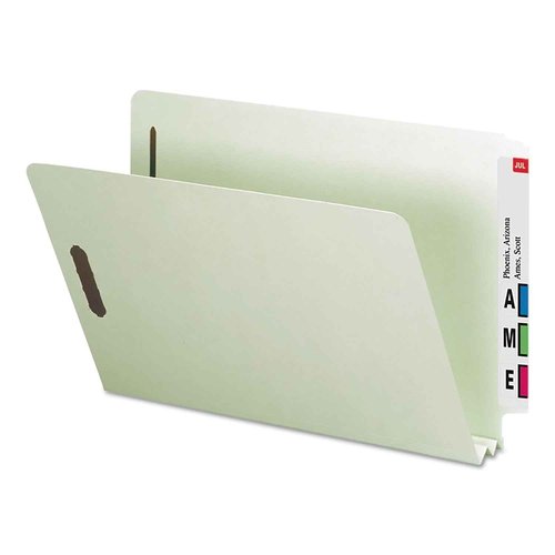 Smead End Tab Pressboard File Folder, Straight-Cut Tab, 2" Expansion, Legal Size, Gray/Green, 25 per Box (29210)