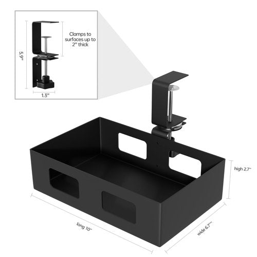 Gaxomo 2 Pack Clamp-on Swivel Organizer, Under Desk Hidden Storage Drawer with Cable Hole, Hanging Metal Basket for Extender Space