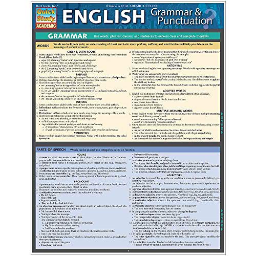 English Grammar & Punctuation QuickStudy Laminated Reference Guide