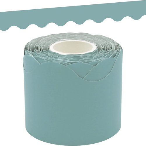 Beachwood Better Than Paper® Bulletin Board Roll, 4 feet x 12 feet & Calming Blue Scalloped Rolled Border Trim (TCR8907)