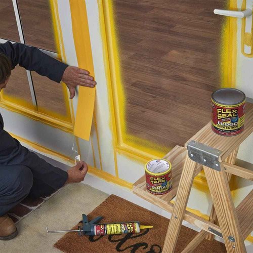 Flex Tape Flood Protection, 7.5 in x 20 ft, Waterproof Rubberized Tape, Removable, Use on Windows, Doors, Garage Doors, Casings, Thresholds, Conduits, Vents, Ducts