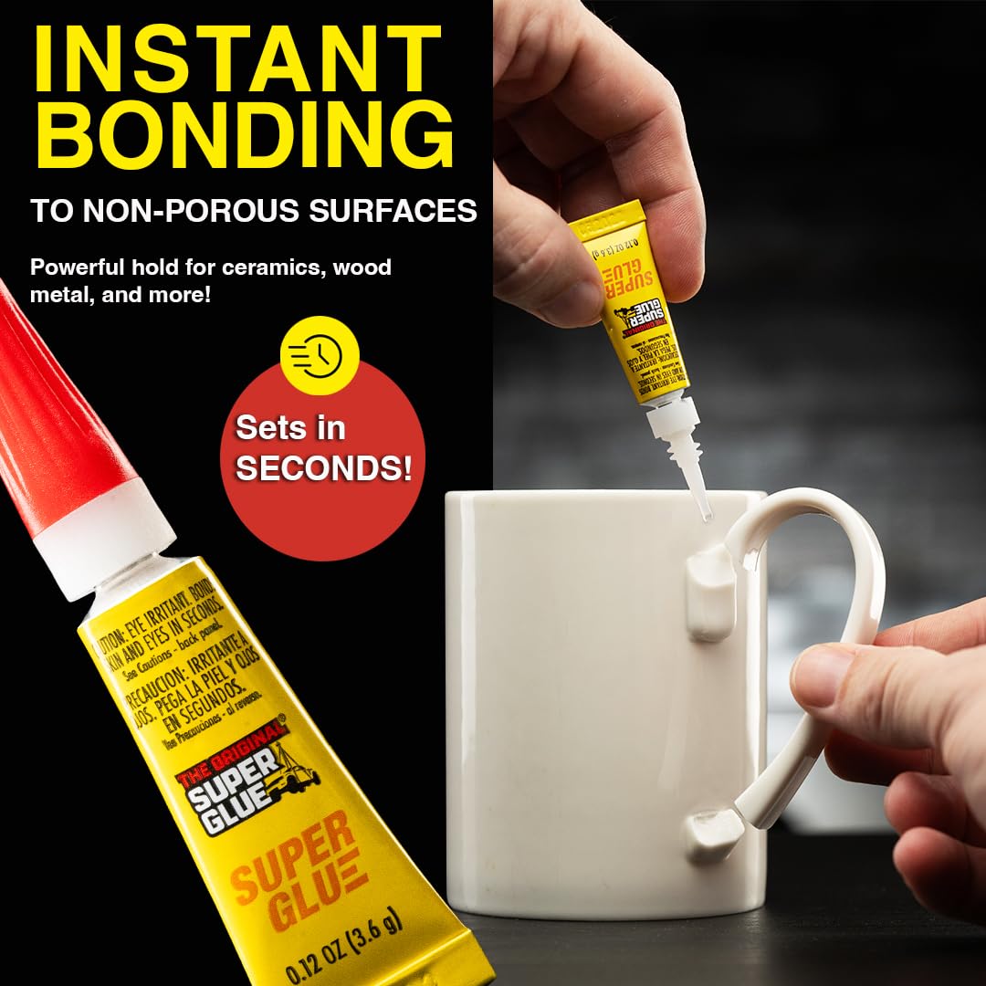 Super Glue Liquid, 2 Gram Tubes, 12-Pack, Clear, Instant Bonding, Fast Dry, Cyanoacrylate Adhesive, Precision Tip for Wood, Metal, Plastic, Crafts, Ceramic, and Toy Repairs