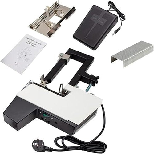 Electric Stapler, Flat Saddle Binder Stitcher Equipped With1~9 Levels Binding Pressure Knob, Foot Pedal Switch, Binding Thickness 30 Sheets, 100 Mm Nailing Depth for