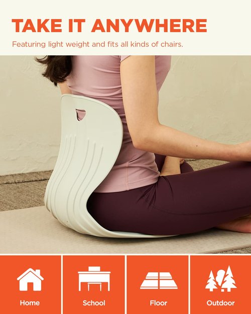 curble Comfy, Ergonomic Chair Back Support, Small and Flexible Posture Corrector for Child and Preteen, Perfect for Yoga, Meditation, School, Desk, Floor Seat (Black)