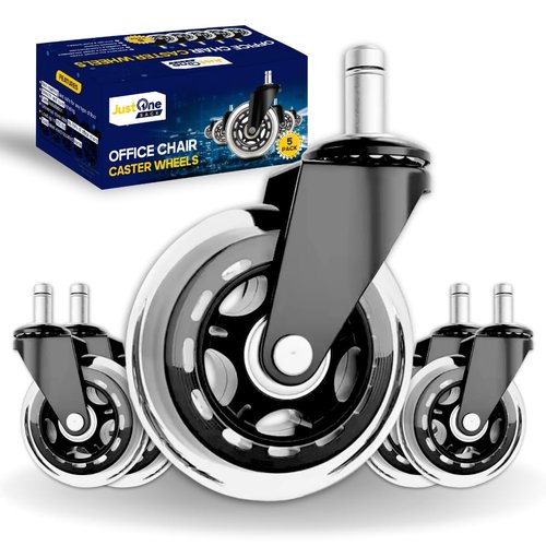 Just One Sack 3 Inch Office Chair Caster Wheels, Heavy-Duty PU, Safe for All Floors, Scratch-Free, Quiet and Smooth Rolling, Universal Fit, Set of 5