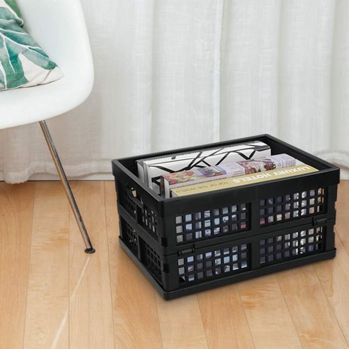 Utiao Black Collapsible Storage Bins, Folding Crate, Plastic Milk Crate, 3 Packs