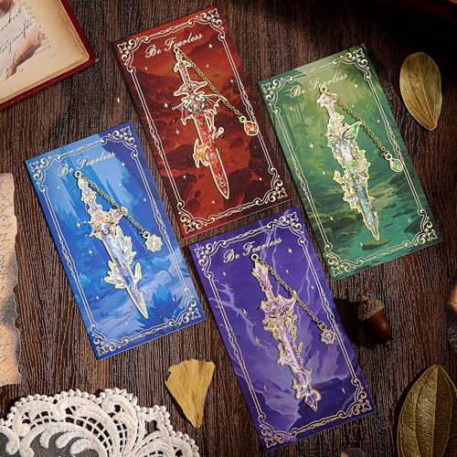 VYRANA Sword Series 4pcs Metal Bookmarks - Fantasy & Medieval Design Gift Set