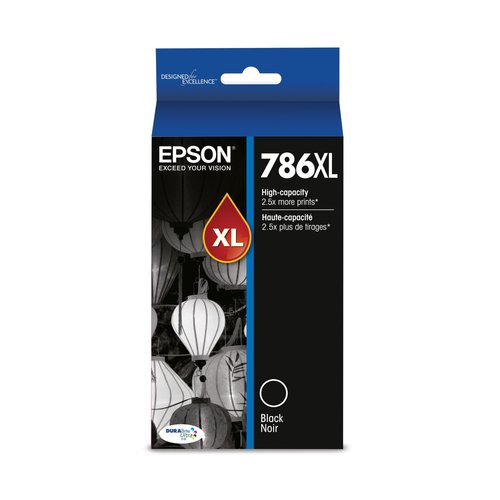 Epson T786 DURABrite Ultra Ink High Capacity Black Cartridge (T786XL120-S) for Select Workforce Printers