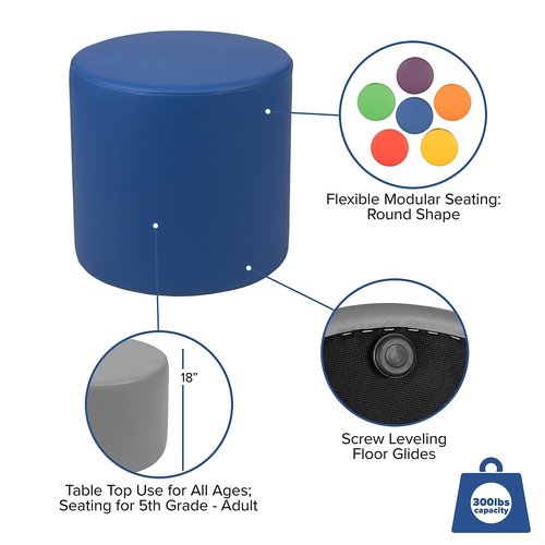 Flash Furniture Nicholas Soft Seating Flexible Circle for Classrooms and Common Spaces - 18" Seat Height (Blue)