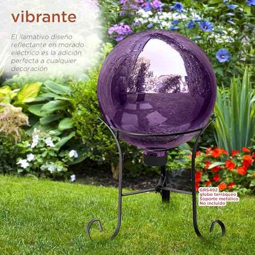 Alpine Corporation 10" Diameter Indoor Outdoor Glass Gazing Globe Garden Decor, Purple