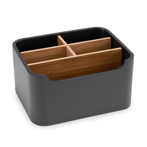 SZYRL Stylish Desk Organizer and Remote Control Holder in Black - Keep Your Workspace Tidy and Organized, Multi-Purpose Storage for Office Desktop Coffee Table Bedside Nightstand