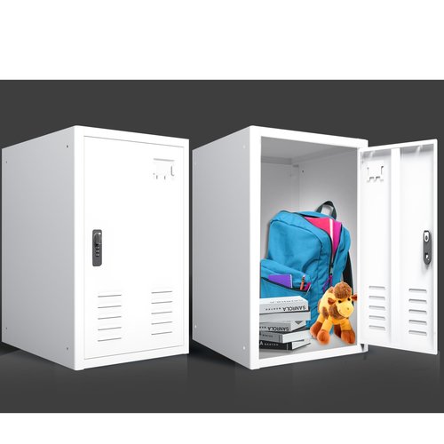 BUTIOSOW 20" H Metal Locker Storage Cabinet, Lockable Cabinet, Small Lockerfor Employees, Lockable 1 Door with 2 Hooks Organizer for Bedroom, School, Office, Playroom, Daycare, Garage