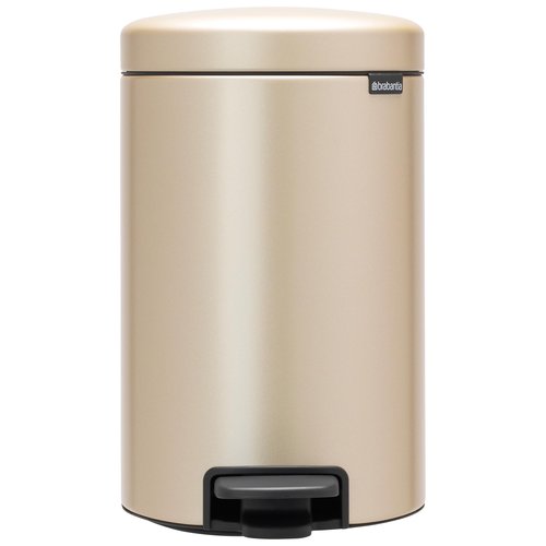 Brabantia NewIcon Step-On Soft Closing Kitchen Garbage/Recycling Can with Removable Bucket, 3.2 Gal, Metallic Gold
