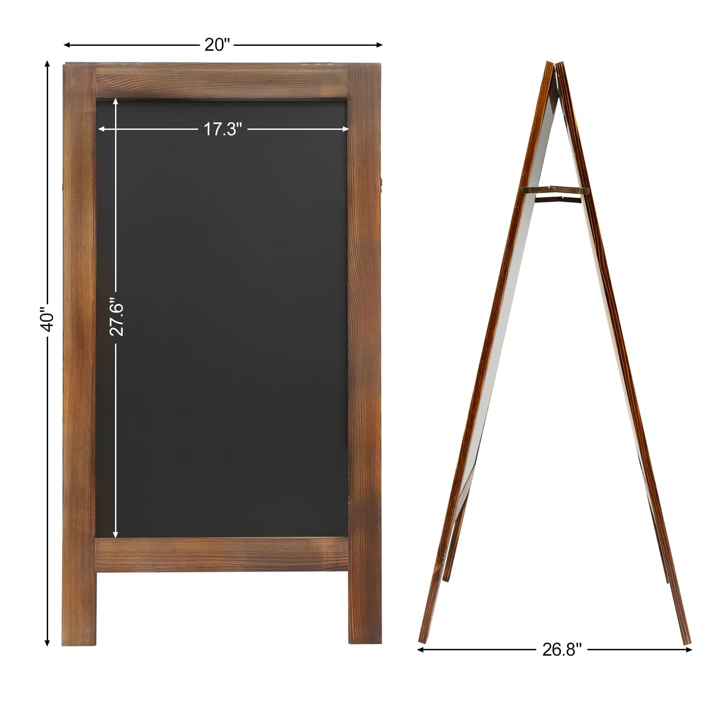 TEAKMAMA Chalkboard, A Frame Chalk Board Sign Board, 40" x 20" Magnetic Menu Blackboard, Brown Double-Sided Sandwich Signs Outdoor for Business, Restaurant or Wedding